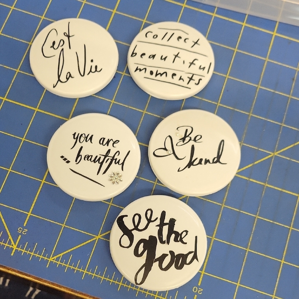 Bundle of 5 Inspirational White 2.5" Compact Mirror Magnify & Regular NEW